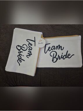 NWT Team Bride 2-Piece Canvas Cosmetic Pouch Set
